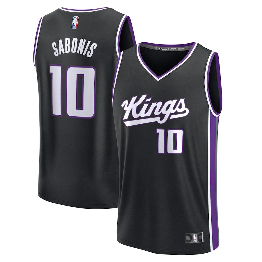 Men Sacramento Kings #10 Domantas Sabonis Fanatics Branded Black Icon Edition 2023-24 Fast Break Replica NBA Jersey